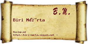 Biri Márta névjegykártya