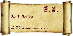 Biri Márta névjegykártya